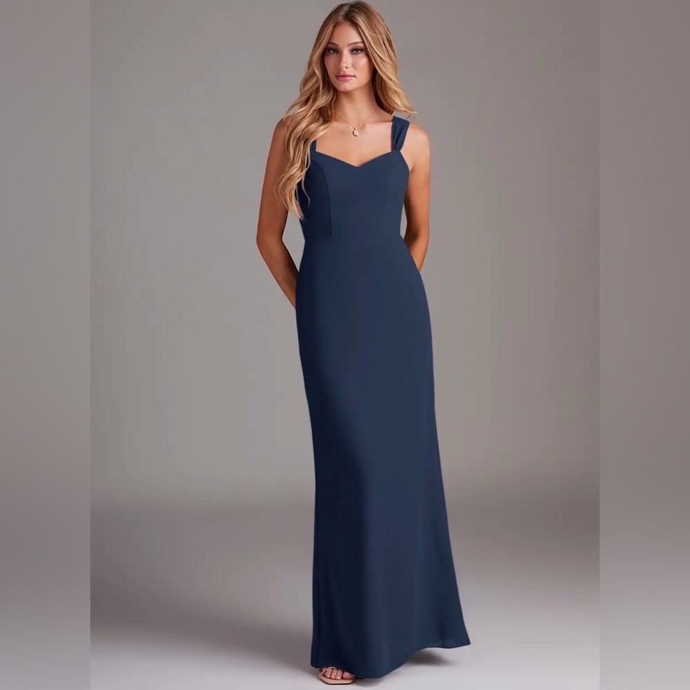 Azazie Denice Chiffon Bridesmaid Dress (Dark Navy)